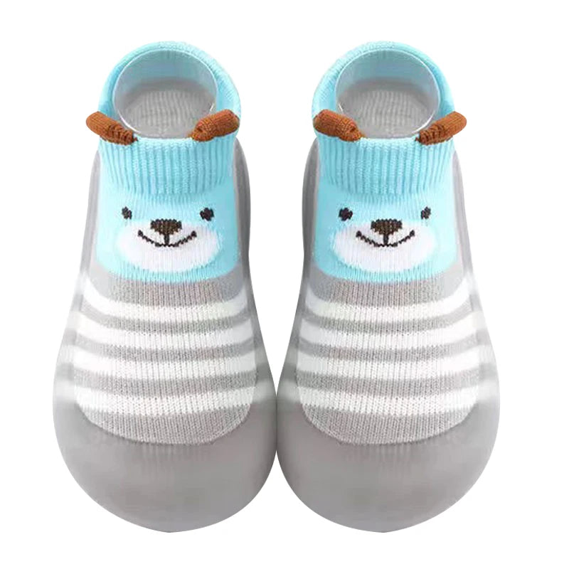Cartoon Toddler Shoes Animal Pattern Non-slip Silicone Sole Baby Floor Socks Breathable Casual Cotton Baby Boys Girls Shoes