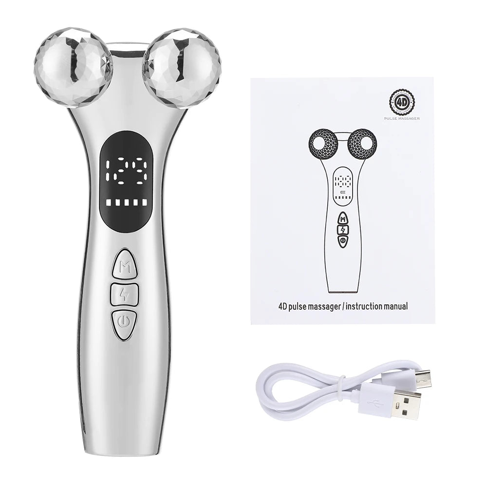 Electric Facial Micro-current Beauty Instrument LED Display Face Lift Roller Massager Skin Tighten Massage Beauty Devices