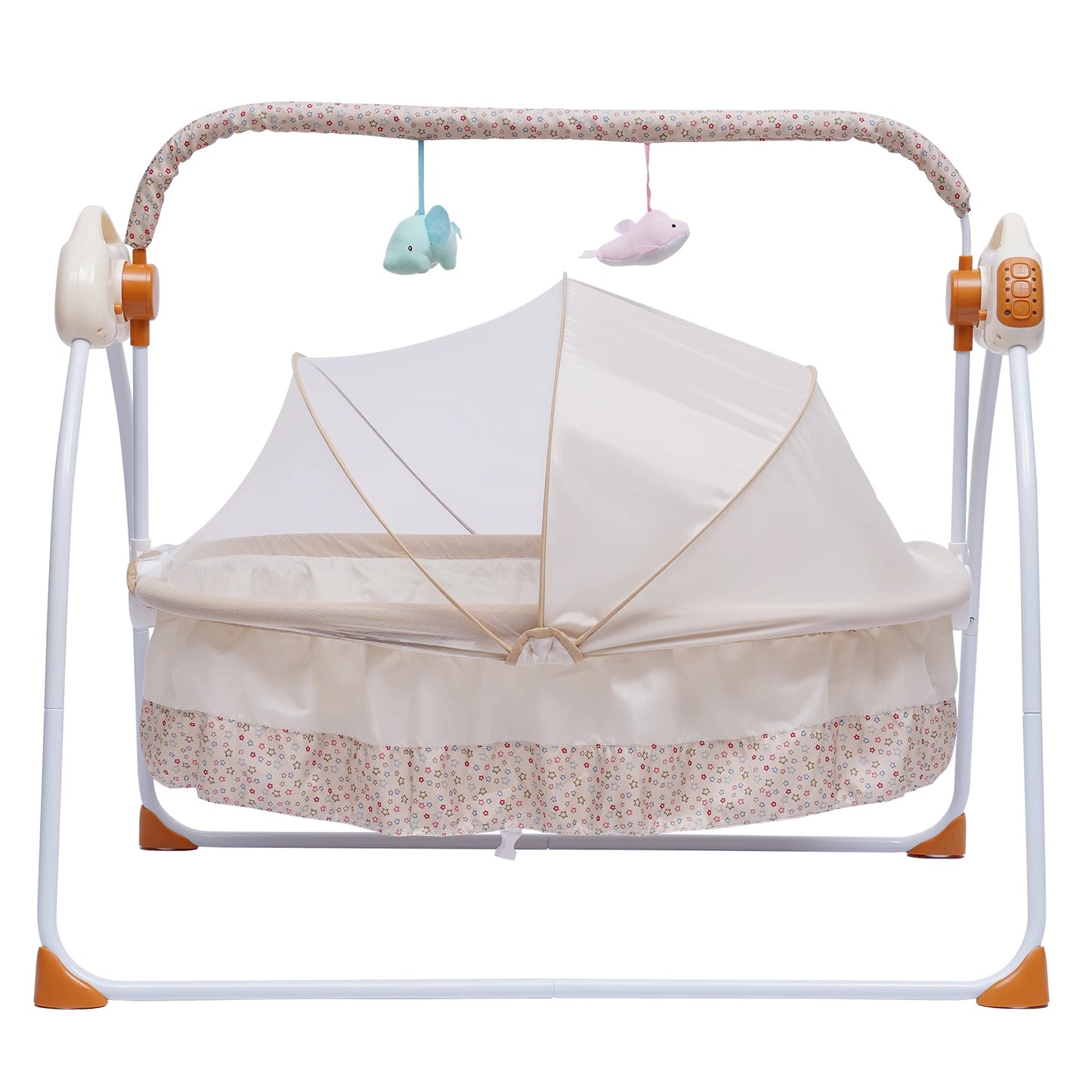 Electric Baby Cradle Auto Swing Rocker Cot Infant Sleeping Bed Swing Crib Kit Timer +Bluetooth Music +Mat +Pillow 5Gears Adjustable