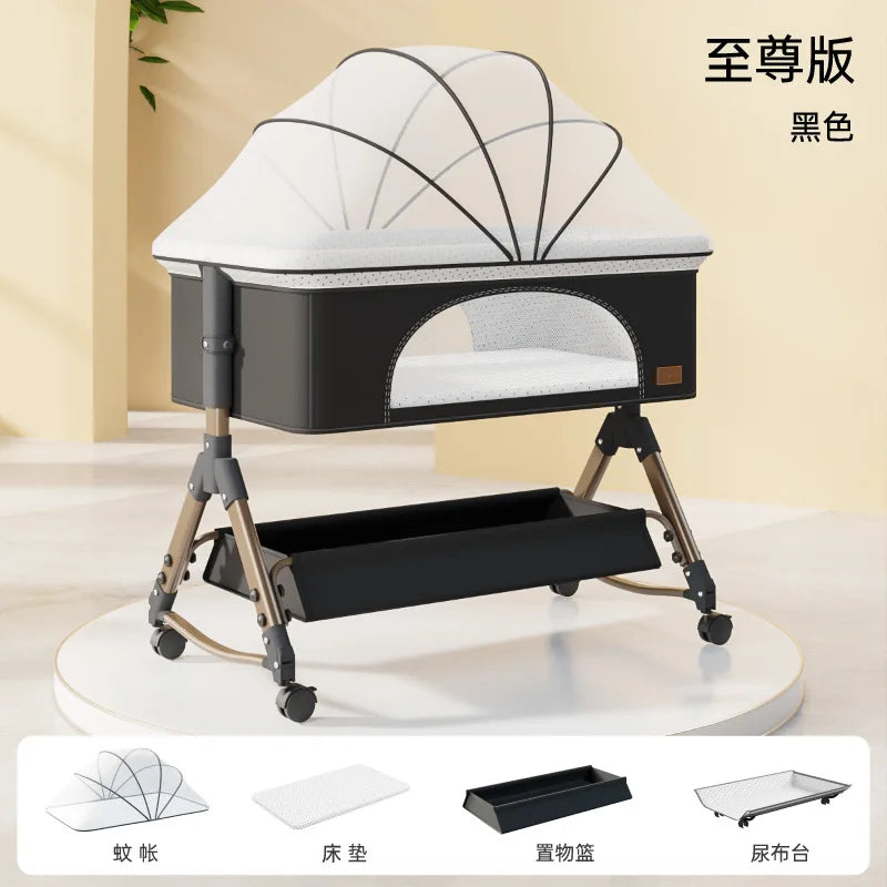 Baby Crib Newborn Small Bed Splicing Large Bed Cradle Bed Sleeping Basket Movable Foldable Portable And Multifunctional