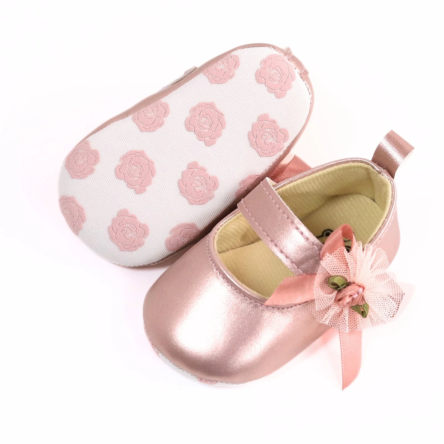 RABEISIR Baby toddler shoes, fashionable rose flower baby girl casual step shoes, light and non-slip, suitable for daily
