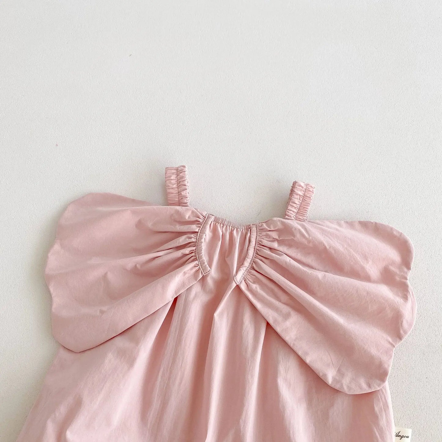 Summer New Solid Girl Infant Angel Wings Overalls Cute Children Suspenders Jumpsuit Loose Baby Cotton Pants Kid Casual Trousers