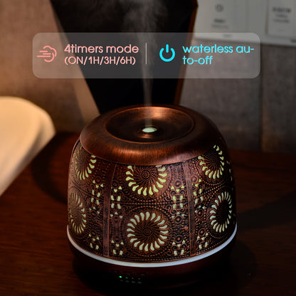 Large Essential Oil Aromatherapy Diffuser for Home Bedroom Metal Hollow Decorative Room Ultrasonic Air Scent Mist Aroma Diffuser 500ML Defusers