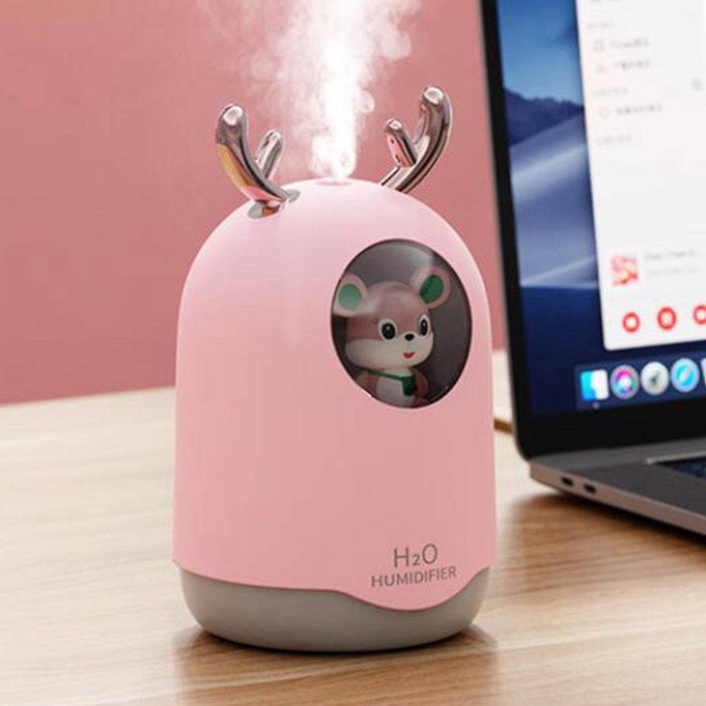USB-Powered 10.14oz Humidifier with Colorful LED Night Light & Aroma Diffuser - Essential Oil Mist Maker