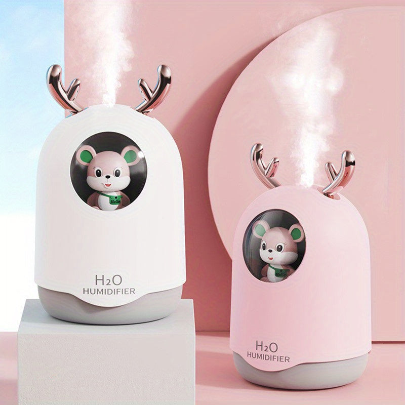 USB-Powered 10.14oz Humidifier with Colorful LED Night Light & Aroma Diffuser - Essential Oil Mist Maker