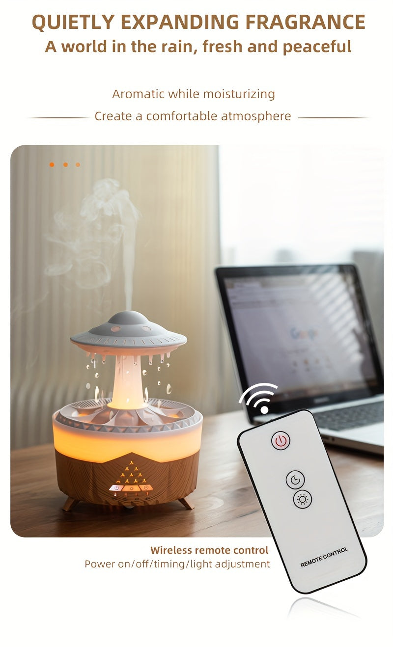 Large Capacity Volcanic Spray Atomizer - Intelligent Simulation Water Drop Humidifier and Flame Aroma Diffuser for Home - Advanced Mist Technology, Whisper Quiet, Easy to Clean, and Automatic Shut-Off