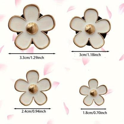 4pcs Set Cute Daisy Alloy Car Vent Clips with Scented Pads - Fresh Aroma Diffuser & Exhaust Decor Accessories