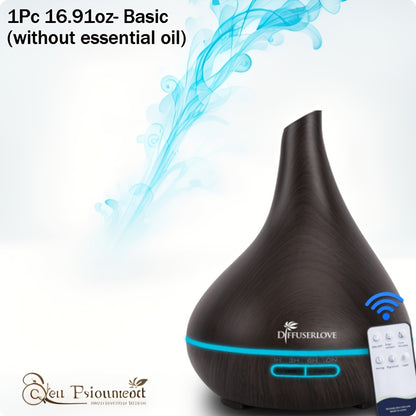 Home Aroma Diffuser Lamp, 16.91oz Diffuser Soundwave Technology Smoke Vaporizer Diffuser with Adjustable Mist Mode, 7 Color LEDs, 4 Timers (1pc 16.91oz Essential Oil Diffuser + 12 Bottles Of Essential Oils Or 1pc 16.91oz Humi