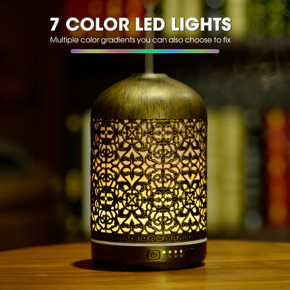 8.45oz Essential Oil Aromatherapy Diffuser for Home Bedroom Office Metal Hollow Decorative Room Ultrasonic Air Scent Mist Aroma Diffuser