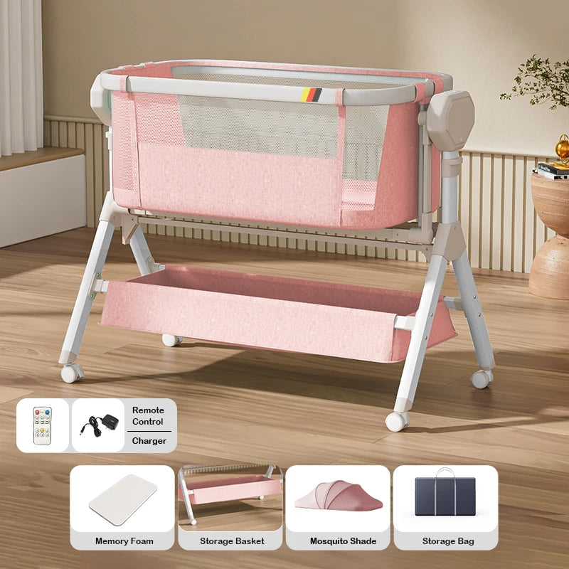 Rocking Baby Bassinet, Baby Cribs, Newborn Co-Sleeper, Infant Beside Sleeper, Unisex Baby Bed Cribs, Portable Travel Crib,Cradle