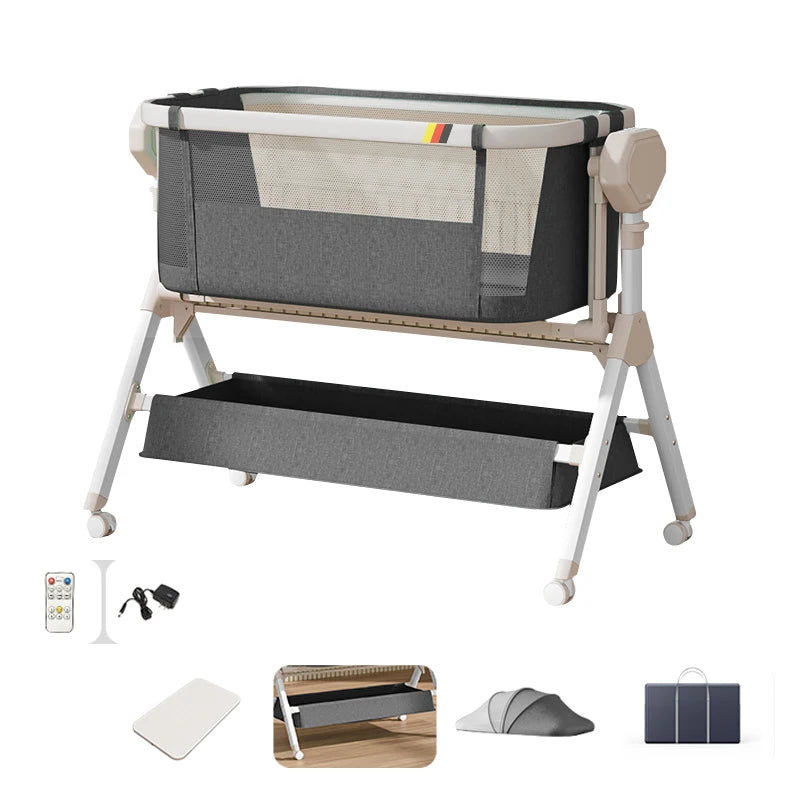 Rocking Baby Bassinet, Baby Cribs, Newborn Co-Sleeper, Infant Beside Sleeper, Unisex Baby Bed Cribs, Portable Travel Crib,Cradle
