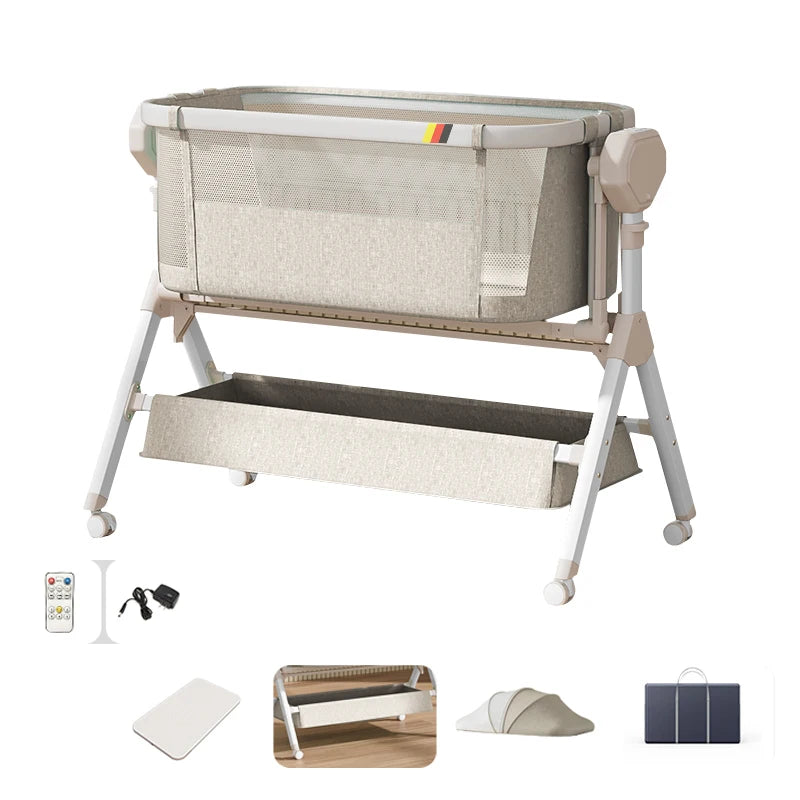 Rocking Baby Bassinet, Baby Cribs, Newborn Co-Sleeper, Infant Beside Sleeper, Unisex Baby Bed Cribs, Portable Travel Crib,Cradle