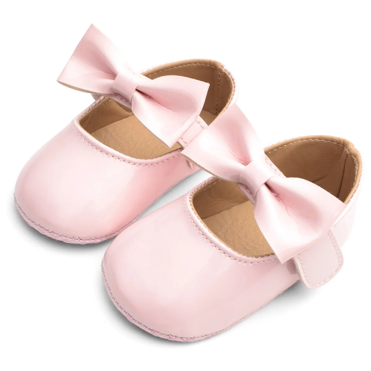 New Newborn Baby Girls Shoes Patent Leather Buckle First Walkers with Bow Red Black Pink White Soft Soled Non-slip Crib Shoes