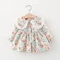 Spring newborn baby girl clothes floral long-sleeved dress for girls baby clothing 1 year birthday princess dress + lace shawl