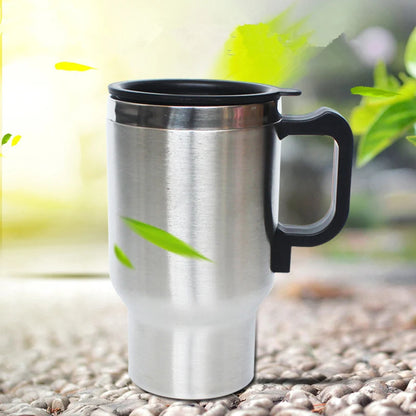 Heated Travel Mug Car Heating Cup 500ml Stainless Steel 12V Travel Electric Coffee Tea Cup Insulated Heated Thermos Mug