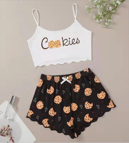 Hot Women's Sleepwear Cute Cartoon Print Short Set Pajamas for Women Pajama Set Sweet Short Sleeve V-Neck & Shorts Summer Pajama