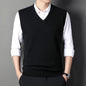 JOHMUVVE  New Men V-neck Vest Trend Retro Solid Color Vest All-match Casual Business Work Woolen Knit Vest Men Autumn