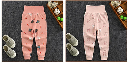 Baby Girls Boys Pants Toddler Bottoming Leggings Children Cotton Cartoon Trousers High Waist 2024 Autumn Newborn Kids Clothing