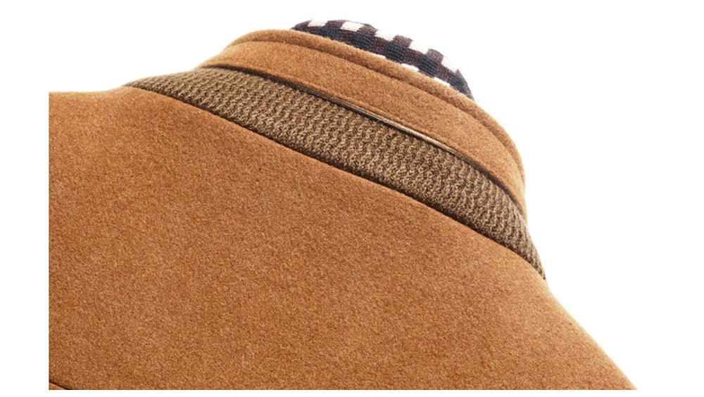 DIMUSI Winter Autumn Men's Wool Coats Casual Middle Long Scarf Collar Cotton-padded Thick Warm Woolen Coat Male Trench Clothing