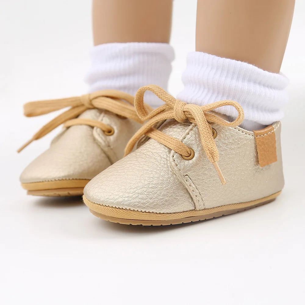Meckior Baby Shoes Retro Leather Boy Girl Shoes Multicolor Toddler Rubber Sole Anti-slip First Walkers Infant Newborn shoes