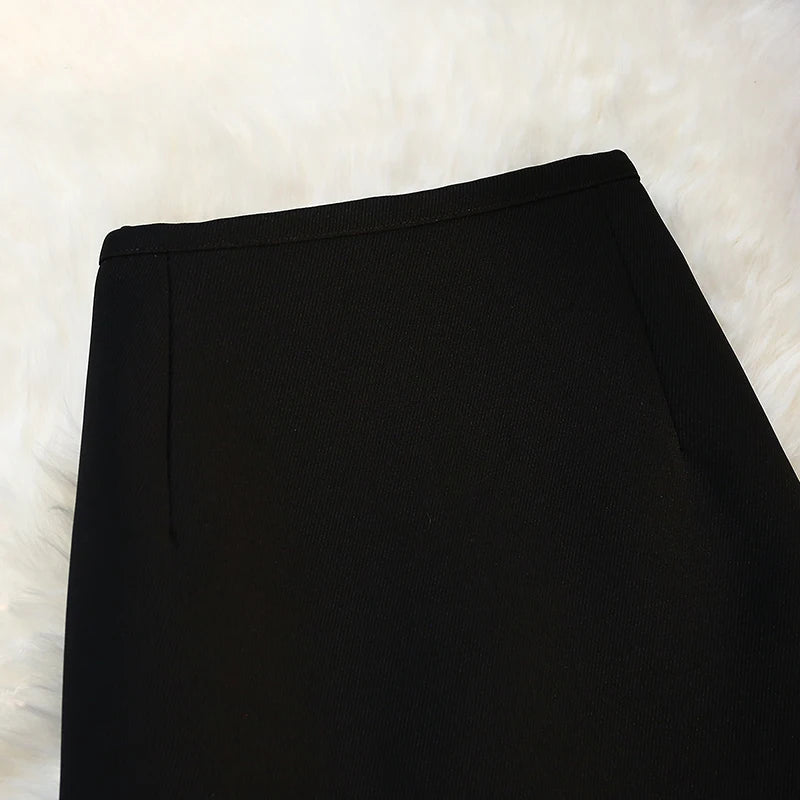 Fashion Elegant Formal Skirts Women Autumn New High Waist Drape Suit Long Brown Skirt Zipper Female