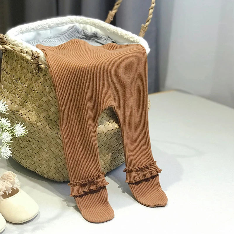 Spring Autumn Lace Baby Leggings Girls Newborn High waist Cotton Strum hose Bottom Foot Pants