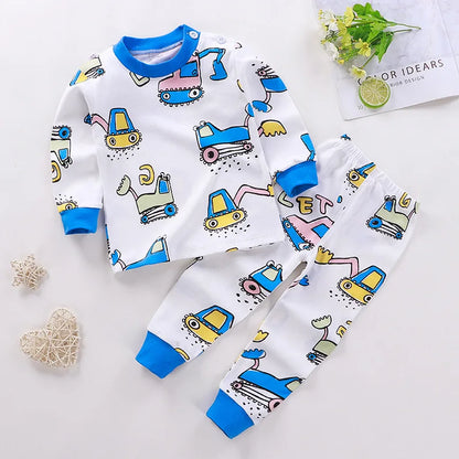 Spring Autumn New Baby Clothing Set Cartoon Cotton Baby Boys Clothing Girls Suit Set 0-3 Year Baby Clothes