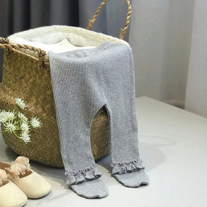 Spring Autumn Lace Baby Leggings Girls Newborn High waist Cotton Strum hose Bottom Foot Pants