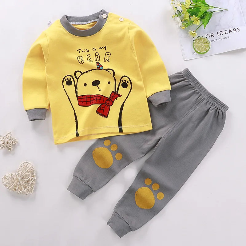 Spring Autumn New Baby Clothing Set Cartoon Cotton Baby Boys Clothing Girls Suit Set 0-3 Year Baby Clothes