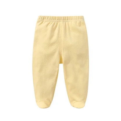 Lawadka 0-12M Spring Autumn Cotton Newborn Baby Boy Girl Pants Solid Wrap Foot Long Trousers Casual Baby Leggings For Girls Boys