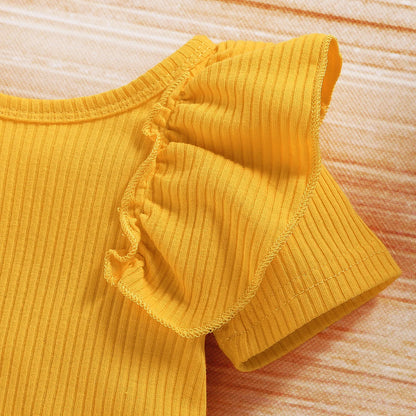 Baby Summer Clothing Girl Floral Clothes Kids Short Sleeve Romper Newborn Jumpsuit+ Girls Sunflower Tutu Shorts 3Pcs Outfits Set