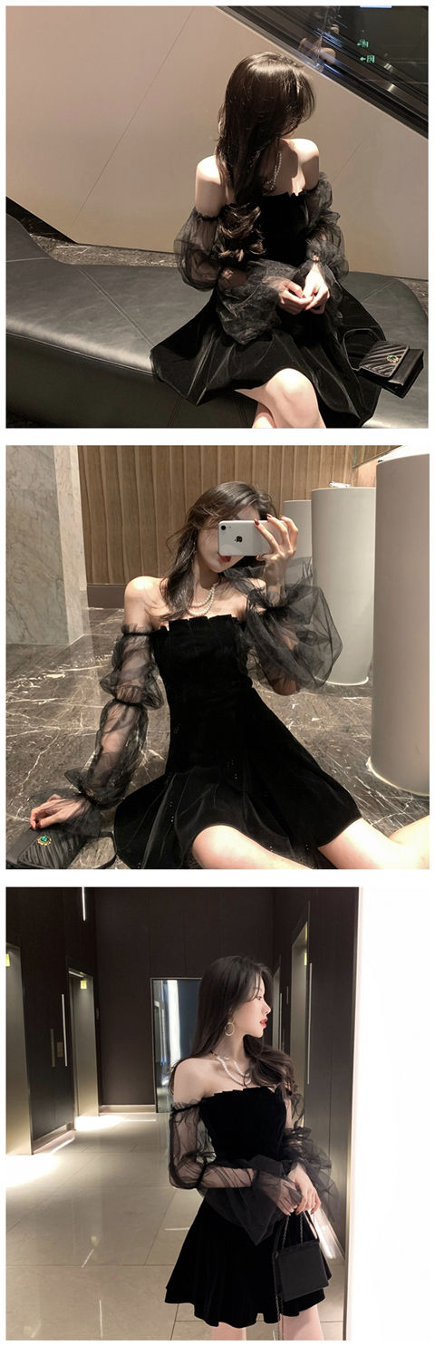 New 2026 Black Retro Dress Women Lace Chiffon Mini Dress Female High Street Sexy Korean Fashion Dress Women Club Dress