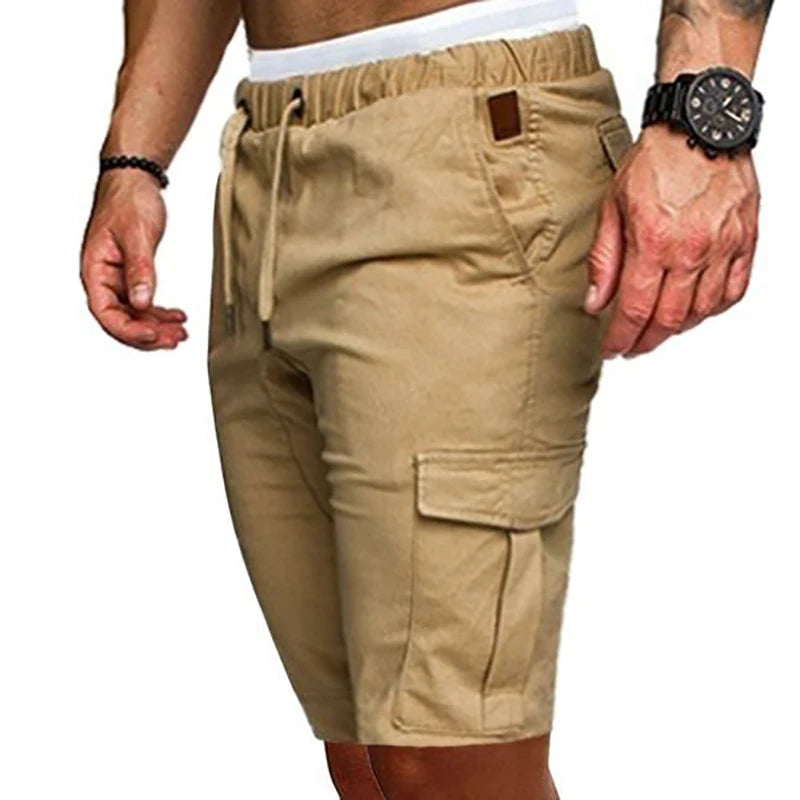 Casual Shorts Mens Summer Cargo Shorts Gym Sport Running Workout Cargo Pants Jogger Trousers Drawstring Solid Jogging Shorts Men