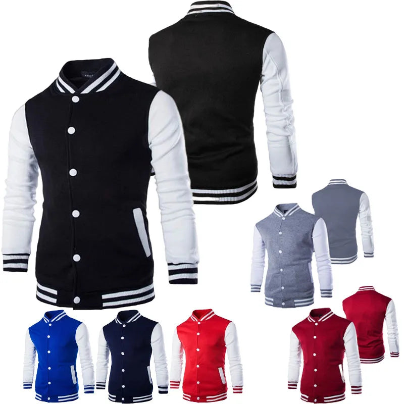 Hoodies Men Baseball Jacket Men Fashion Design Wine Red Men's Slim Fit College Varsity Jacket Men Harajuku Boy Sweatshirt