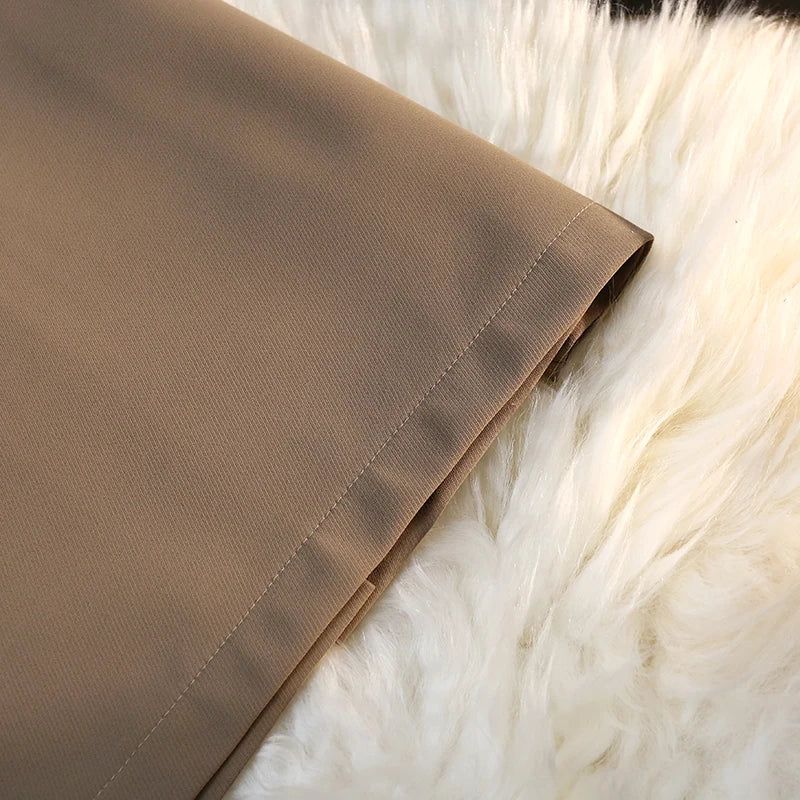 Fashion Elegant Formal Skirts Women Autumn New High Waist Drape Suit Long Brown Skirt Zipper Female