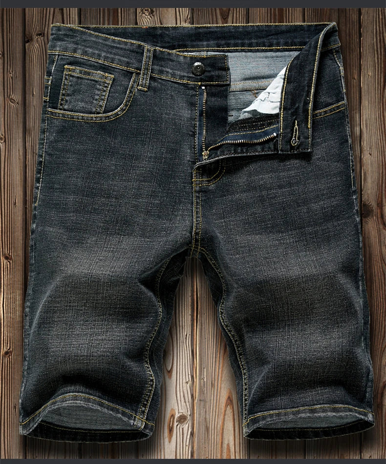 2026 Summer Men's Slim Denim Shorts Business Casual Fashion Loose Stretch All-Match Jeans Male High-End Brand Five-Point Pants