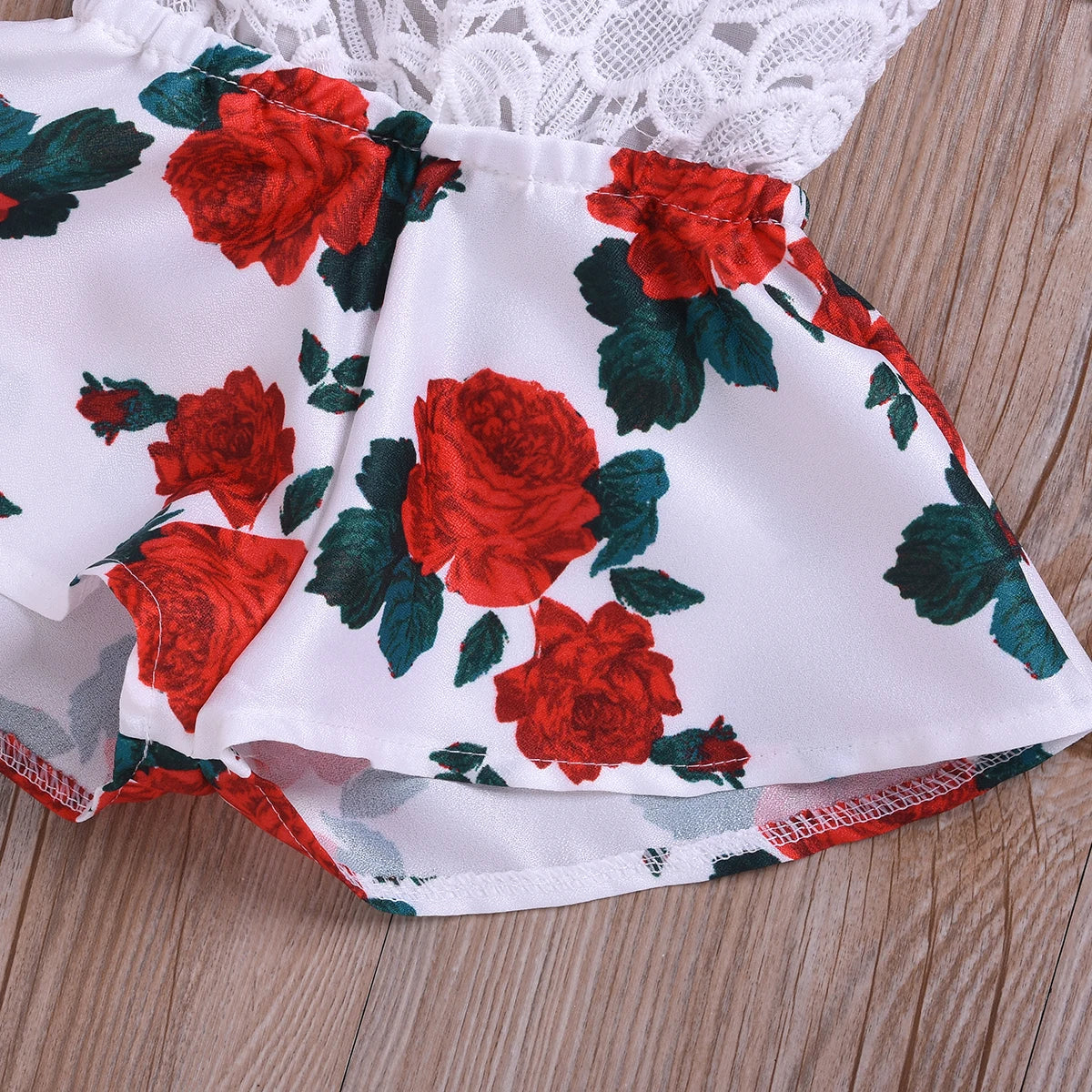 Newborn Baby Girl Clothes Sleeveless Lace Flower Print Strap Romper Jumpsuit One-Piece Outfit Summer Clothes