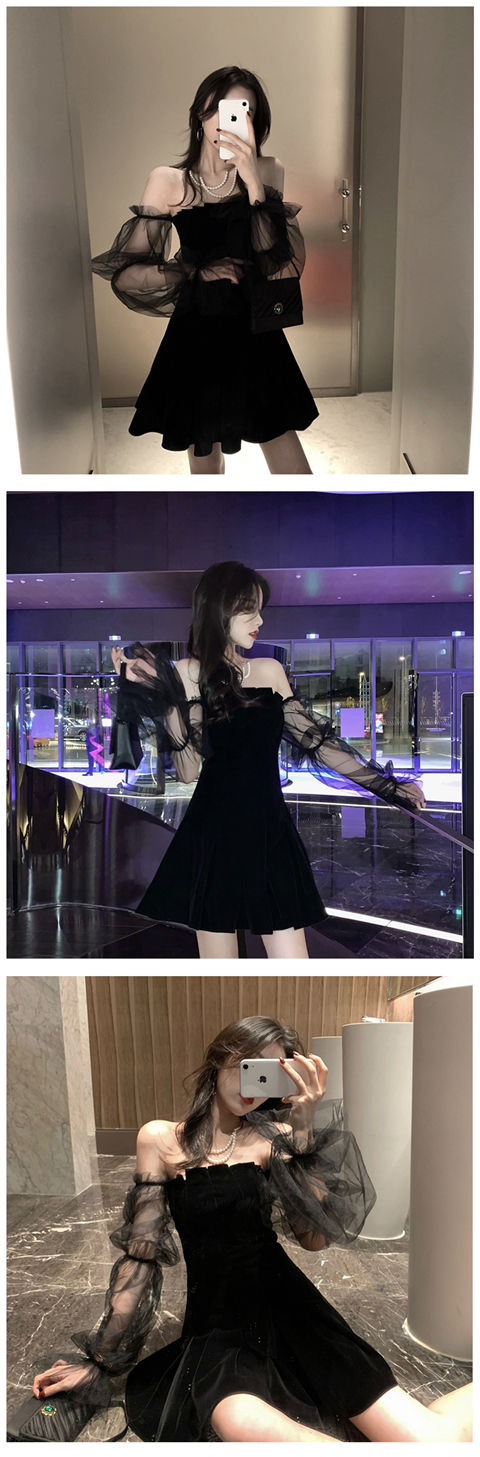 New 2026 Black Retro Dress Women Lace Chiffon Mini Dress Female High Street Sexy Korean Fashion Dress Women Club Dress