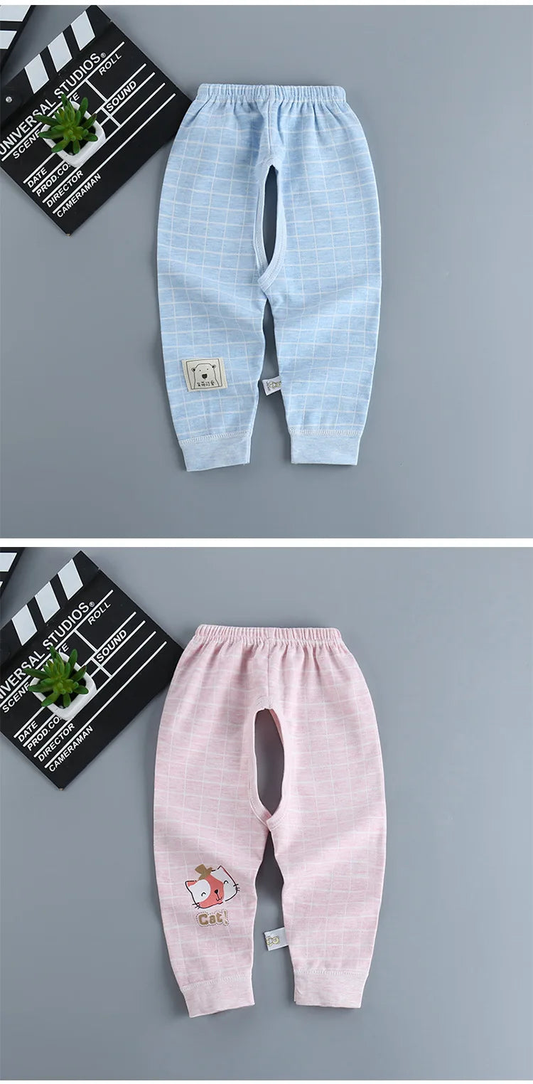 Newborn Baby Pants with Open Crotch Cotton Spring Autumn Trouser Boys Children Leggings Cute Girls Pajamas Toddler Clothes 0-24M