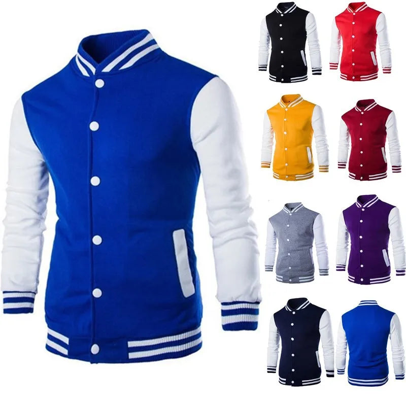 Hoodies Men Baseball Jacket Men Fashion Design Wine Red Men's Slim Fit College Varsity Jacket Men Harajuku Boy Sweatshirt