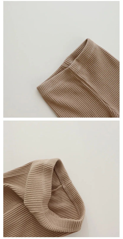 Newborn Leggings For Baby Girl Clothes Infant Kids Ribbed Cotton Solid Leggings Lace Foot Mouth Skinny Pants Baby Clothing