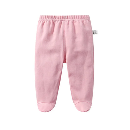 Lawadka 0-12M Spring Autumn Cotton Newborn Baby Boy Girl Pants Solid Wrap Foot Long Trousers Casual Baby Leggings For Girls Boys