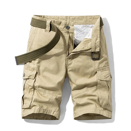 2026 Summer Men's Baggy Multi Pocket Military Cargo Shorts Male Cotton Khaki Men's Tactical Shorts Short Pants 30-38 No Belt