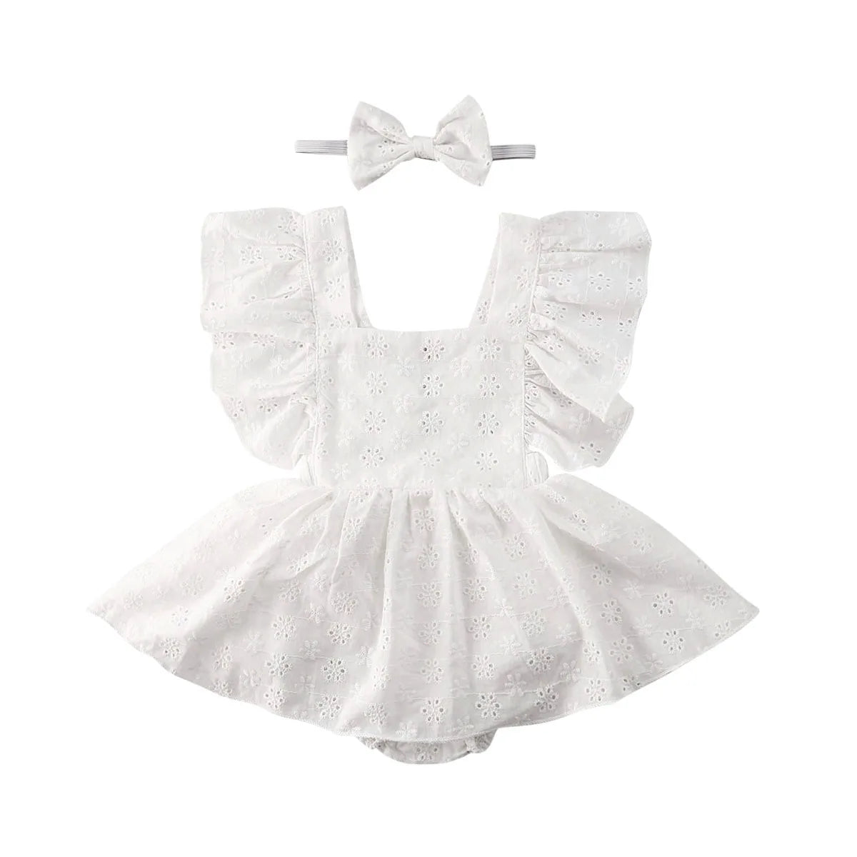 Newborn Infant Baby Girls Princess Short Sleeve Romper Dress Clothes Outfit 2025 Summer white girls mini dress