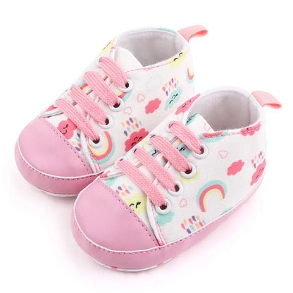 Baby Boys Girls  Soft-soled Toddler Infant First Walkers Cartoon Canvas Pattern Casual Sneaker Shoes Lace-up Shoe New Arrival
