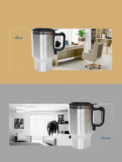 Heated Travel Mug Car Heating Cup 500ml Stainless Steel 12V Travel Electric Coffee Tea Cup Insulated Heated Thermos Mug