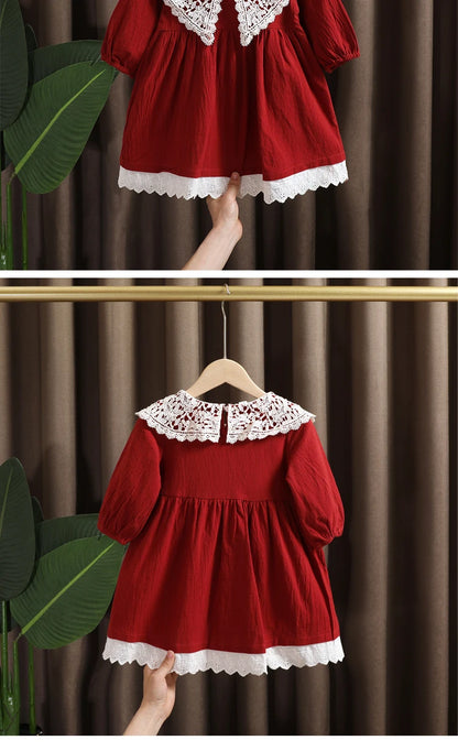 Spring baby girl clothes lace long sleeve dress costume for toddler girl baby birthday kids clothing straight long dresses dress