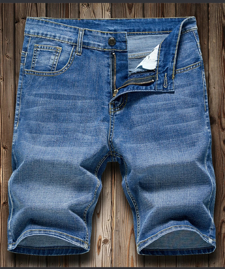 2026 Summer Men's Slim Denim Shorts Business Casual Fashion Loose Stretch All-Match Jeans Male High-End Brand Five-Point Pants
