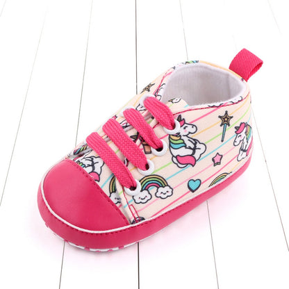 Baby Boys Girls  Soft-soled Toddler Infant First Walkers Cartoon Canvas Pattern Casual Sneaker Shoes Lace-up Shoe New Arrival