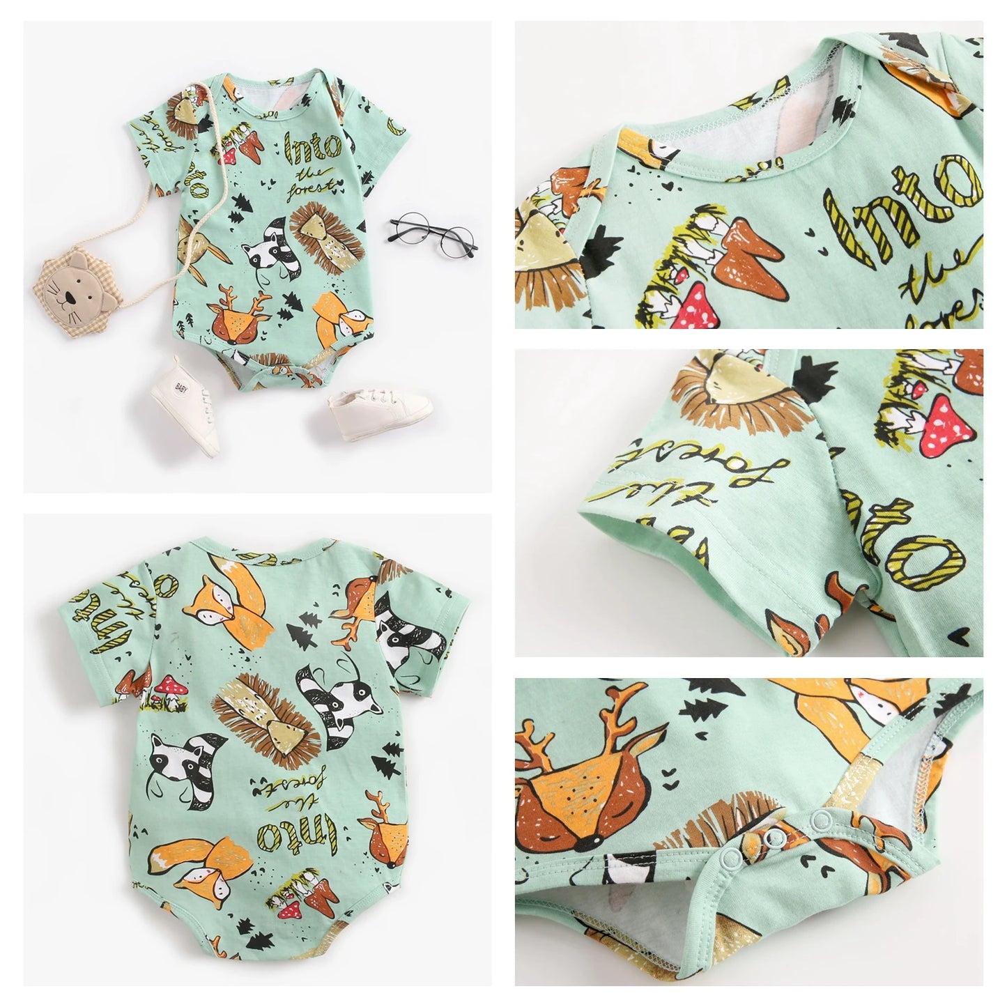 Sanlutoz Short Sleeve Baby Boys Girls Summer Bodysuits Cotton Infants Clothing Onesies Cute Cartoon Printing